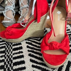 Express Red Wedge Sandals